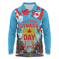 Happy Canada Day Long Sleeve Polo Shirt True North Strong Free Maple Leaf