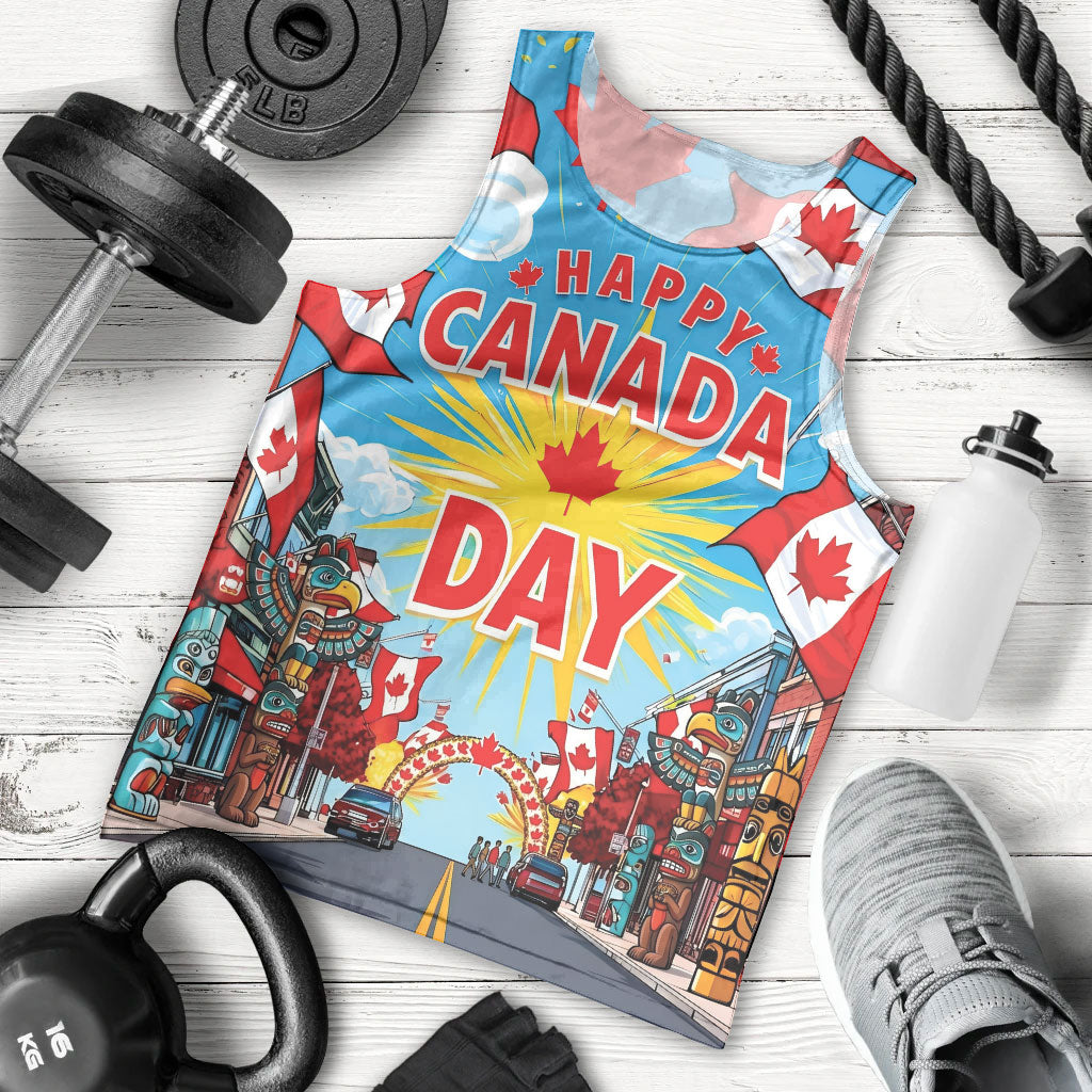 Happy Canada Day Men Tank Top True North Strong Free Maple Leaf