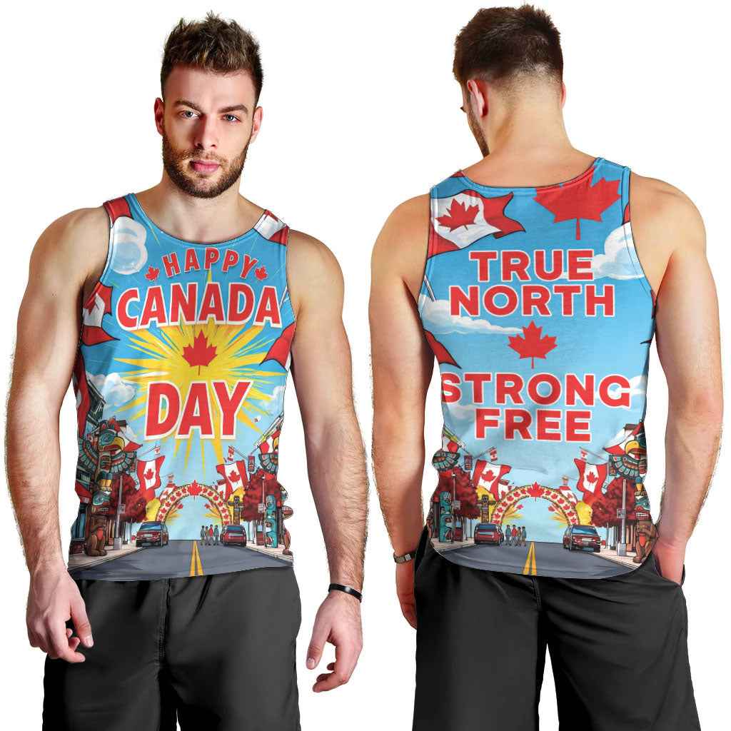Happy Canada Day Men Tank Top True North Strong Free Maple Leaf