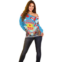 Happy Canada Day Off Shoulder Sweater True North Strong Free Maple Leaf