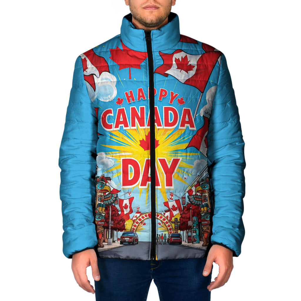 Happy Canada Day Padded Jacket True North Strong Free Maple Leaf
