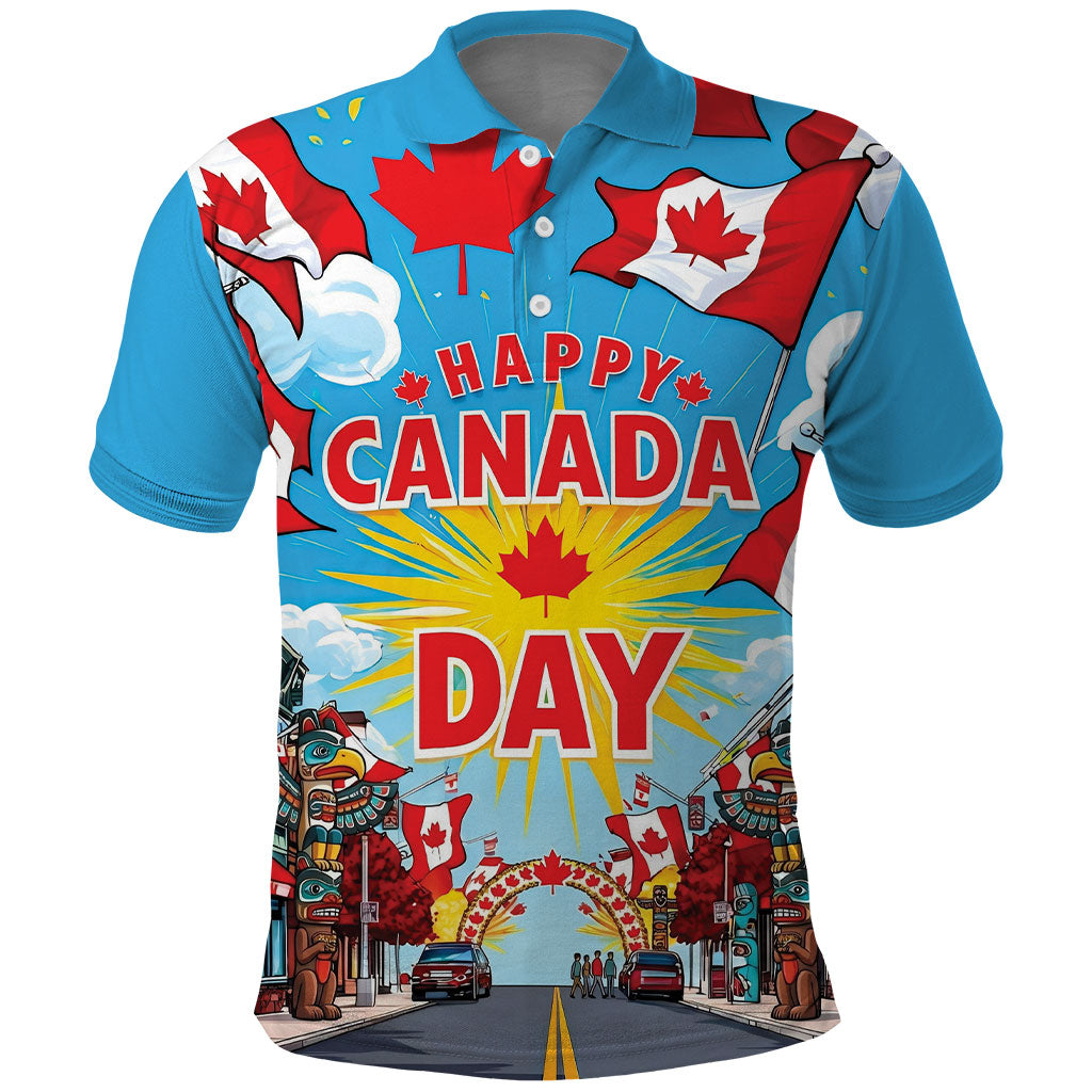 Happy Canada Day Polo Shirt True North Strong Free Maple Leaf