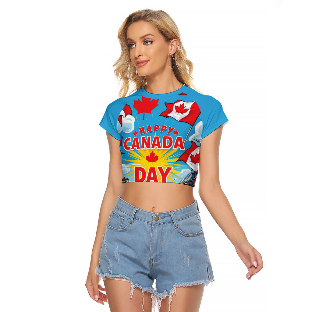 Happy Canada Day Raglan Cropped T Shirt True North Strong Free Maple Leaf