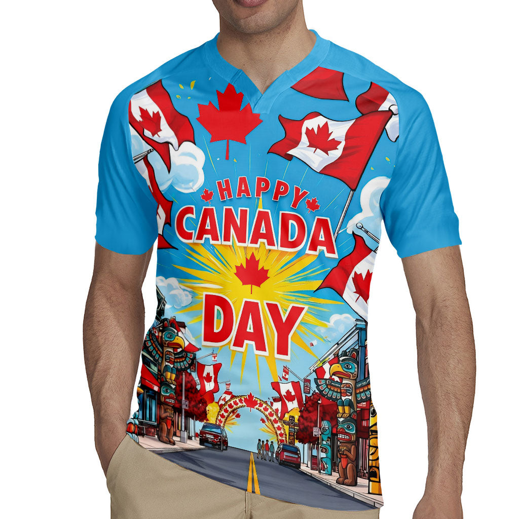 Happy Canada Day Rugby Jersey True North Strong Free Maple Leaf
