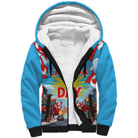 Happy Canada Day Sherpa Hoodie True North Strong Free Maple Leaf