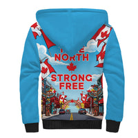 Happy Canada Day Sherpa Hoodie True North Strong Free Maple Leaf