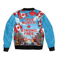 Happy Canada Day Sleeve Zip Bomber Jacket True North Strong Free Maple Leaf