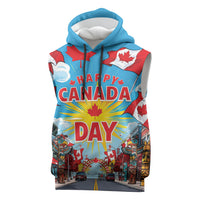 Happy Canada Day Sleeveless Hoodie True North Strong Free Maple Leaf