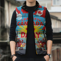 Happy Canada Day Sleeveless Puffer Jacket True North Strong Free Maple Leaf