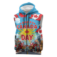 Happy Canada Day Sleeveless Zip Hoodie True North Strong Free Maple Leaf