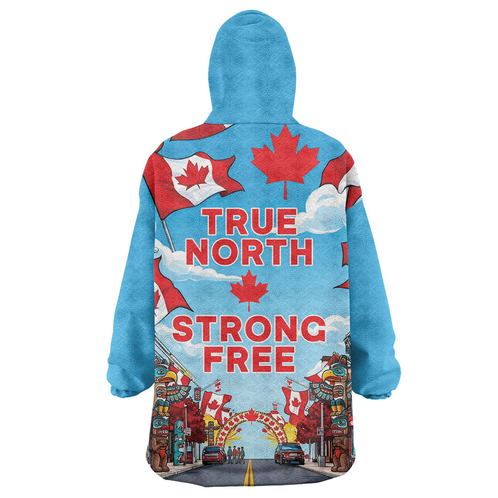 Happy Canada Day Wearable Blanket Hoodie True North Strong Free Maple Leaf