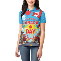 Happy Canada Day Women Polo Shirt True North Strong Free Maple Leaf