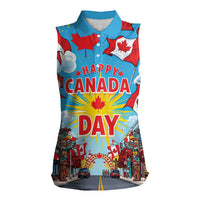 Happy Canada Day Women Sleeveless Polo Shirt True North Strong Free Maple Leaf