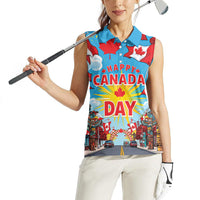 Happy Canada Day Women Sleeveless Polo Shirt True North Strong Free Maple Leaf