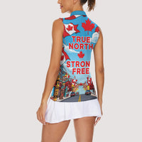 Happy Canada Day Women Sleeveless Polo Shirt True North Strong Free Maple Leaf