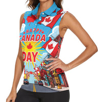 Happy Canada Day Women Sleeveless Polo Shirt True North Strong Free Maple Leaf