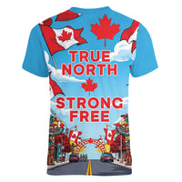 Happy Canada Day Women V-Neck T-Shirt True North Strong Free Maple Leaf