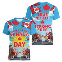 Happy Canada Day Women V-Neck T-Shirt True North Strong Free Maple Leaf