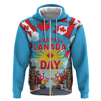 Happy Canada Day Zip Hoodie True North Strong Free Maple Leaf