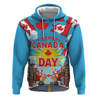Happy Canada Day Zip Hoodie True North Strong Free Maple Leaf