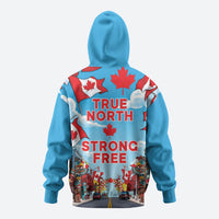 Happy Canada Day Zip Hoodie True North Strong Free Maple Leaf
