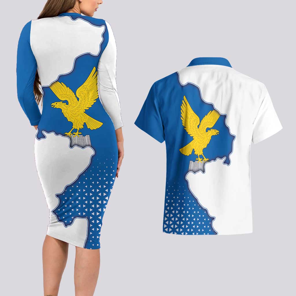 Italy Friuli-Venezia Giulia Couples Matching Long Sleeve Bodycon Dress and Hawaiian Shirt Flag Vintage Style LT19