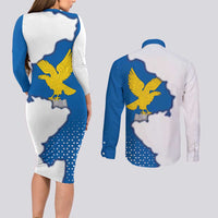 Italy Friuli-Venezia Giulia Couples Matching Long Sleeve Bodycon Dress and Long Sleeve Button Shirt Flag Vintage Style LT19