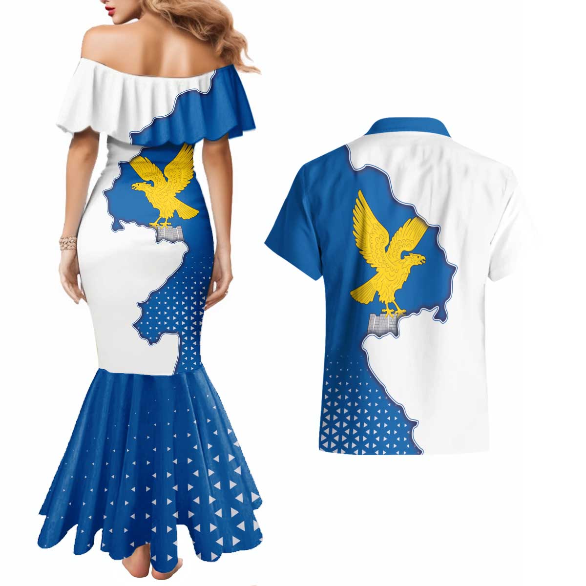 Italy Friuli-Venezia Giulia Couples Matching Mermaid Dress and Hawaiian Shirt Flag Vintage Style LT19