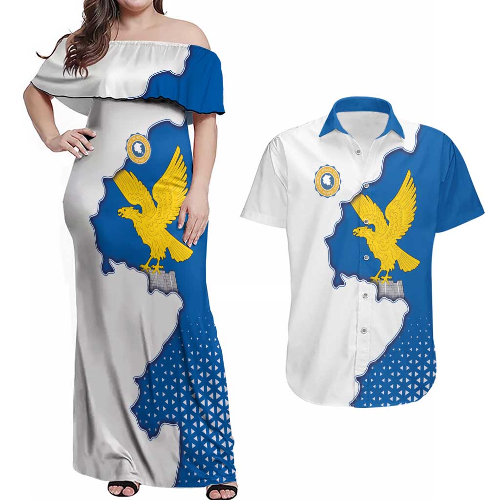 Italy Friuli-Venezia Giulia Couples Matching Off Shoulder Maxi Dress and Hawaiian Shirt Flag Vintage Style - Wonder Print Shop