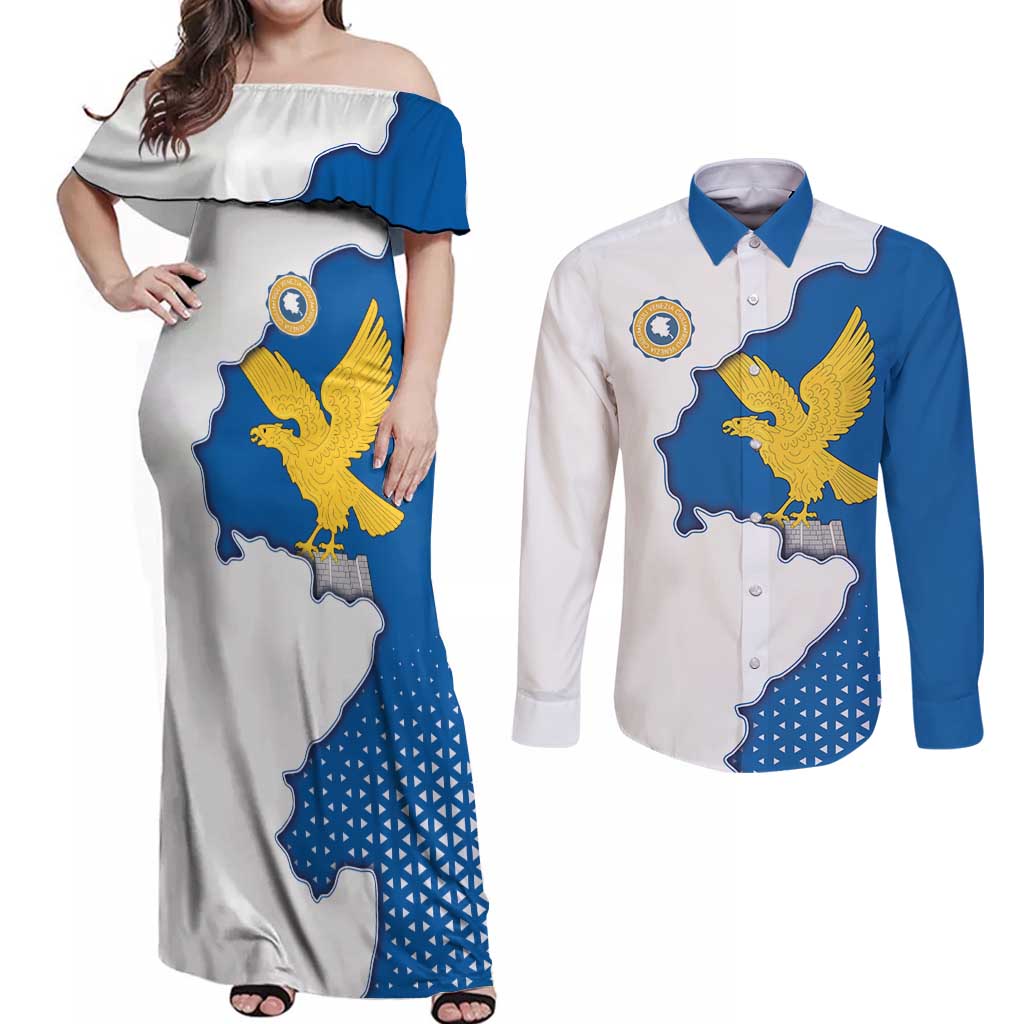 Italy Friuli-Venezia Giulia Couples Matching Off Shoulder Maxi Dress and Long Sleeve Button Shirt Flag Vintage Style - Wonder Print Shop