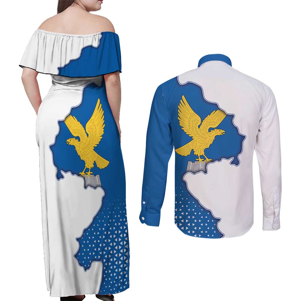 Italy Friuli-Venezia Giulia Couples Matching Off Shoulder Maxi Dress and Long Sleeve Button Shirt Flag Vintage Style LT19