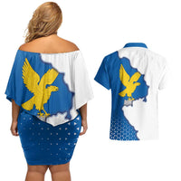 Italy Friuli-Venezia Giulia Couples Matching Off Shoulder Short Dress and Hawaiian Shirt Flag Vintage Style LT19