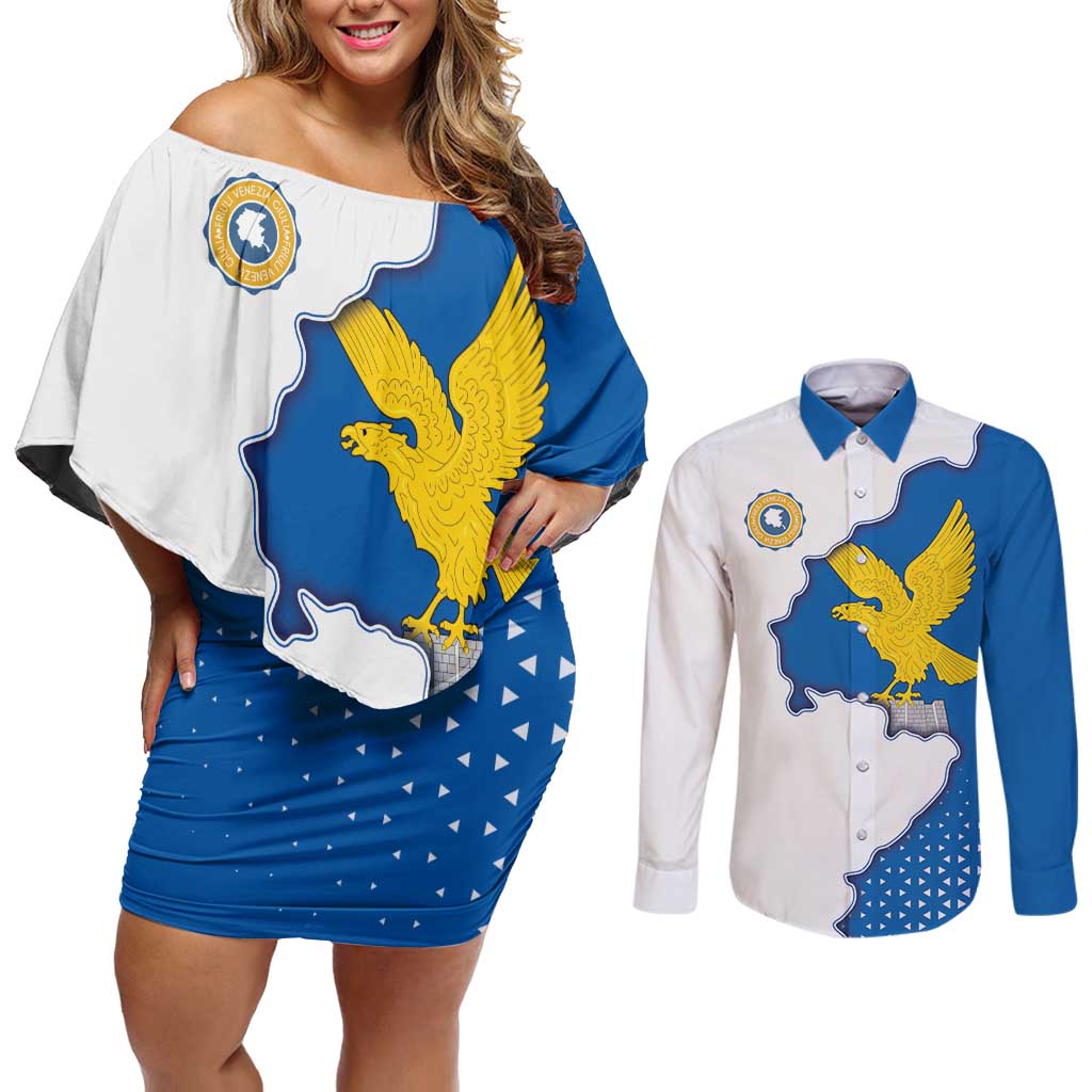 Italy Friuli-Venezia Giulia Couples Matching Off Shoulder Short Dress and Long Sleeve Button Shirt Flag Vintage Style - Wonder Print Shop