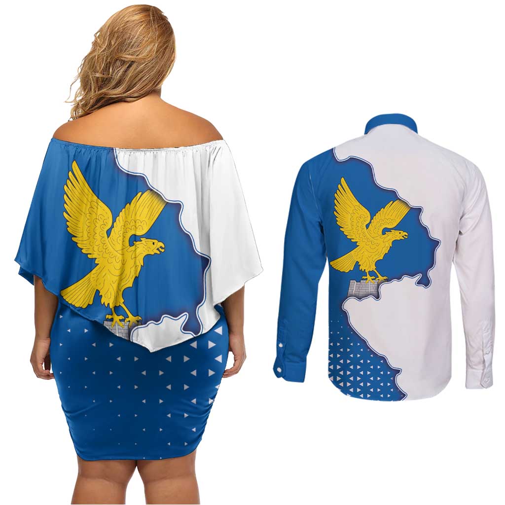 Italy Friuli-Venezia Giulia Couples Matching Off Shoulder Short Dress and Long Sleeve Button Shirt Flag Vintage Style LT19