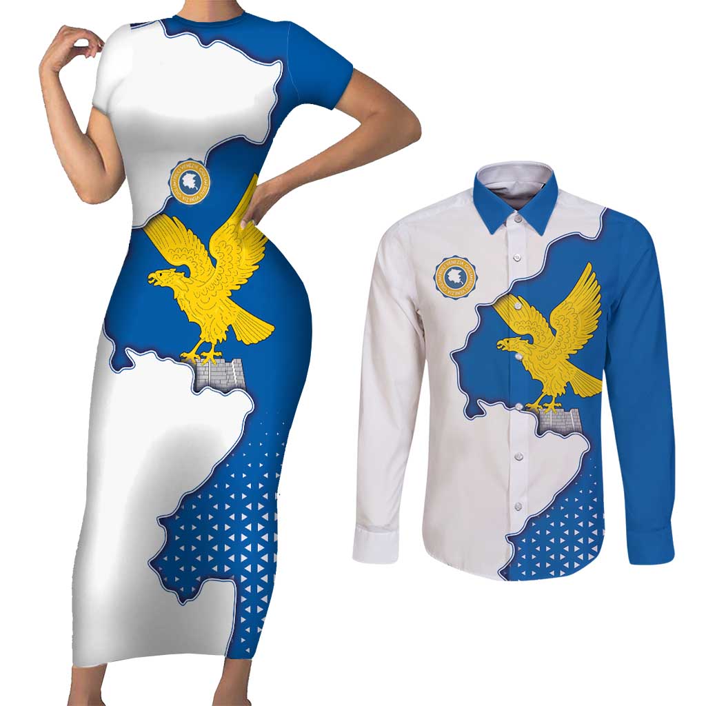 Italy Friuli-Venezia Giulia Couples Matching Short Sleeve Bodycon Dress and Long Sleeve Button Shirt Flag Vintage Style LT19