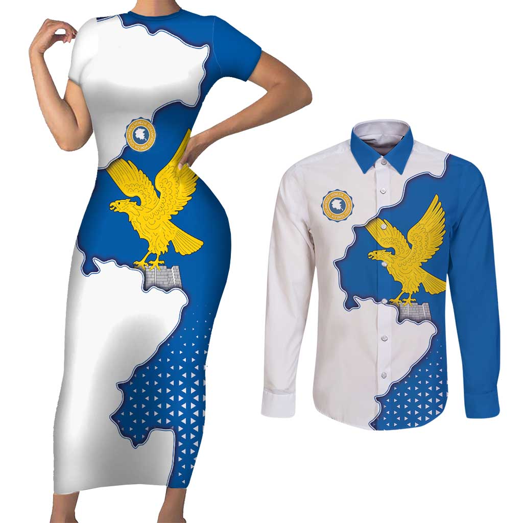 Italy Friuli-Venezia Giulia Couples Matching Short Sleeve Bodycon Dress and Long Sleeve Button Shirt Flag Vintage Style - Wonder Print Shop