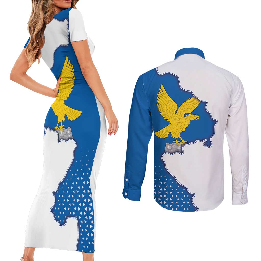 Italy Friuli-Venezia Giulia Couples Matching Short Sleeve Bodycon Dress and Long Sleeve Button Shirt Flag Vintage Style LT19