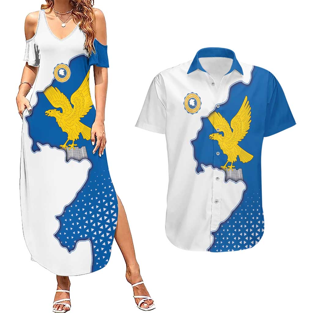 Italy Friuli-Venezia Giulia Couples Matching Summer Maxi Dress and Hawaiian Shirt Flag Vintage Style - Wonder Print Shop
