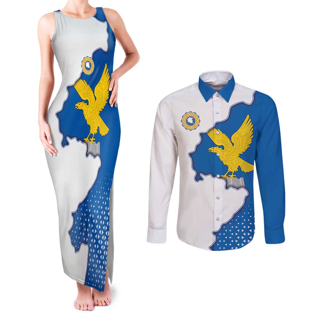Italy Friuli-Venezia Giulia Couples Matching Tank Maxi Dress and Long Sleeve Button Shirt Flag Vintage Style - Wonder Print Shop