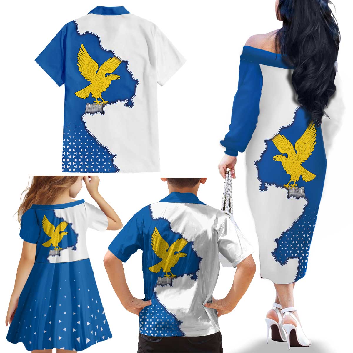 Italy Friuli-Venezia Giulia Family Matching Off The Shoulder Long Sleeve Dress and Hawaiian Shirt Flag Vintage Style LT19