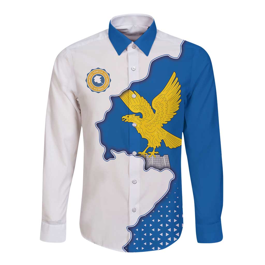 Italy Friuli-Venezia Giulia Long Sleeve Button Shirt Flag Vintage Style - Wonder Print Shop