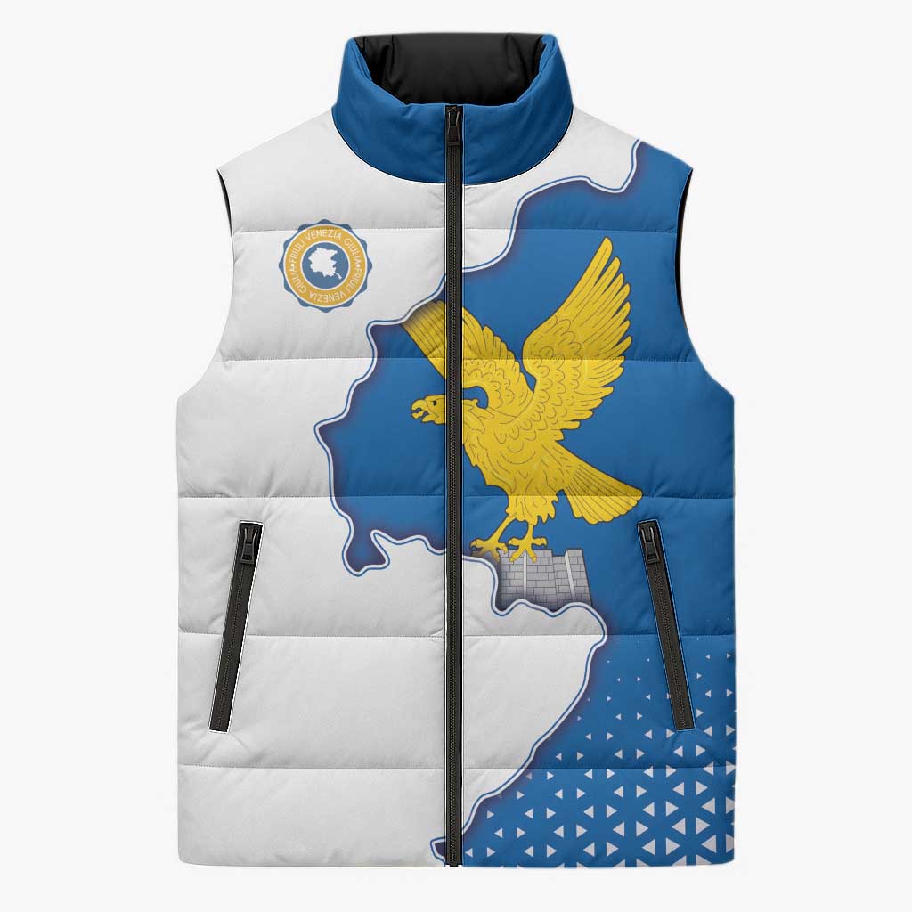 Italy Friuli-Venezia Giulia Sleeveless Puffer Jacket Flag Vintage Style - Wonder Print Shop