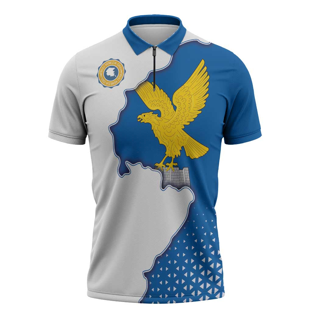 Italy Friuli-Venezia Giulia Zipper Polo Shirt Flag Vintage Style - Wonder Print Shop