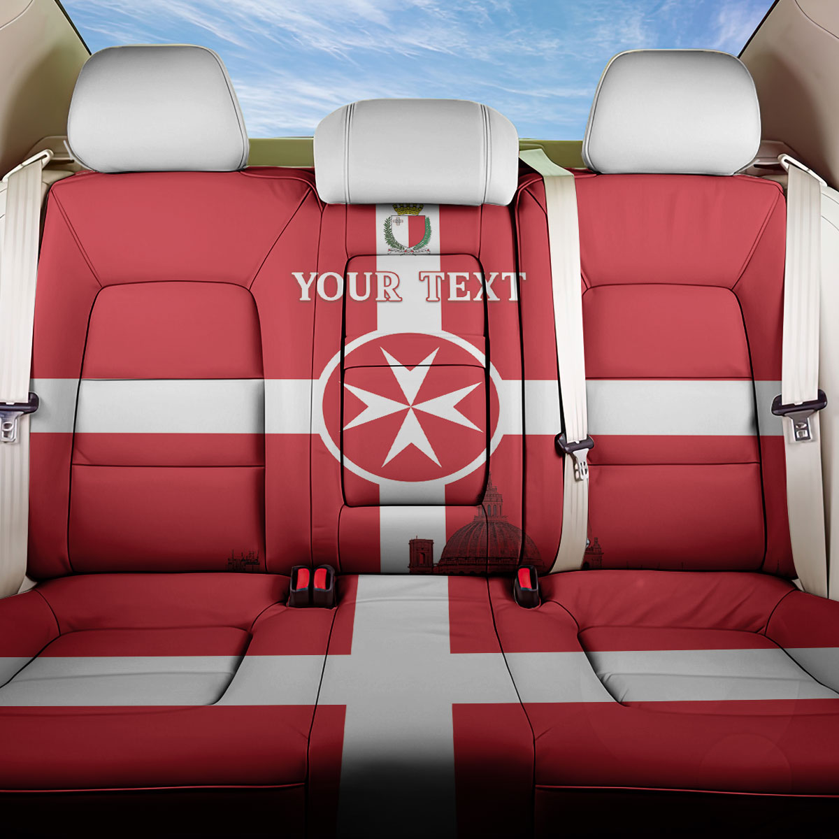 Personalized Malta Independence Day Back Car Seat Cover Maltese Cross Heritage Pride
