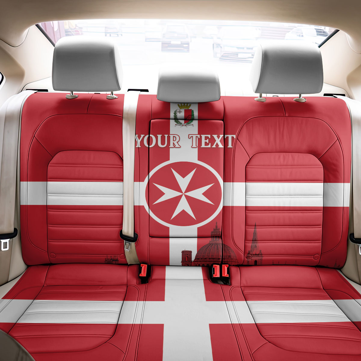 Personalized Malta Independence Day Back Car Seat Cover Maltese Cross Heritage Pride
