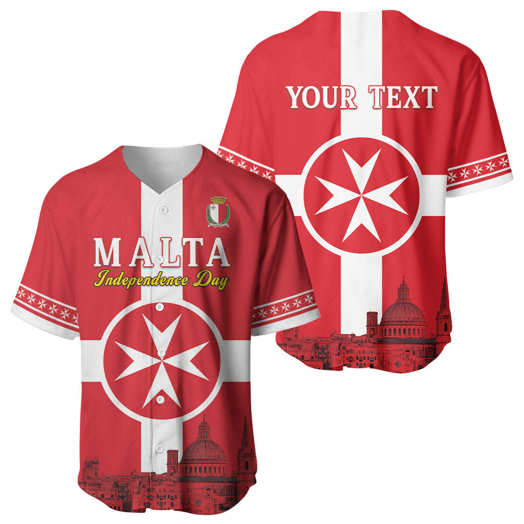 Personalized Malta Independence Day Baseball Jersey Maltese Cross Heritage Pride