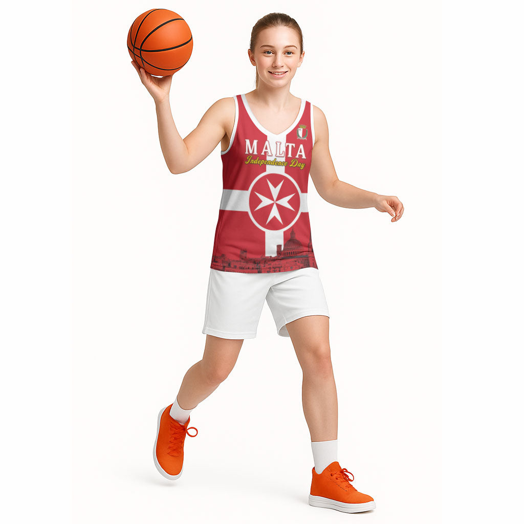 Personalized Malta Independence Day Basketball Jersey Maltese Cross Heritage Pride
