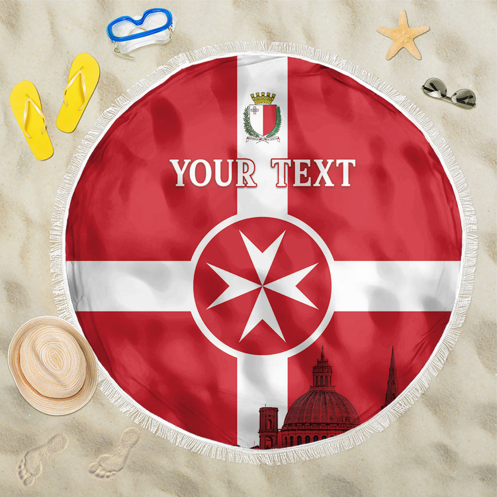 Personalized Malta Independence Day Beach Blanket Maltese Cross Heritage Pride