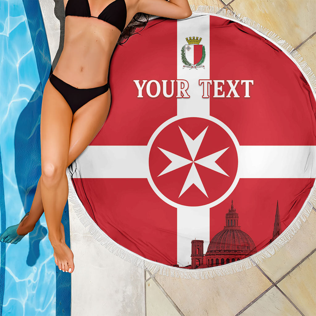 Personalized Malta Independence Day Beach Blanket Maltese Cross Heritage Pride