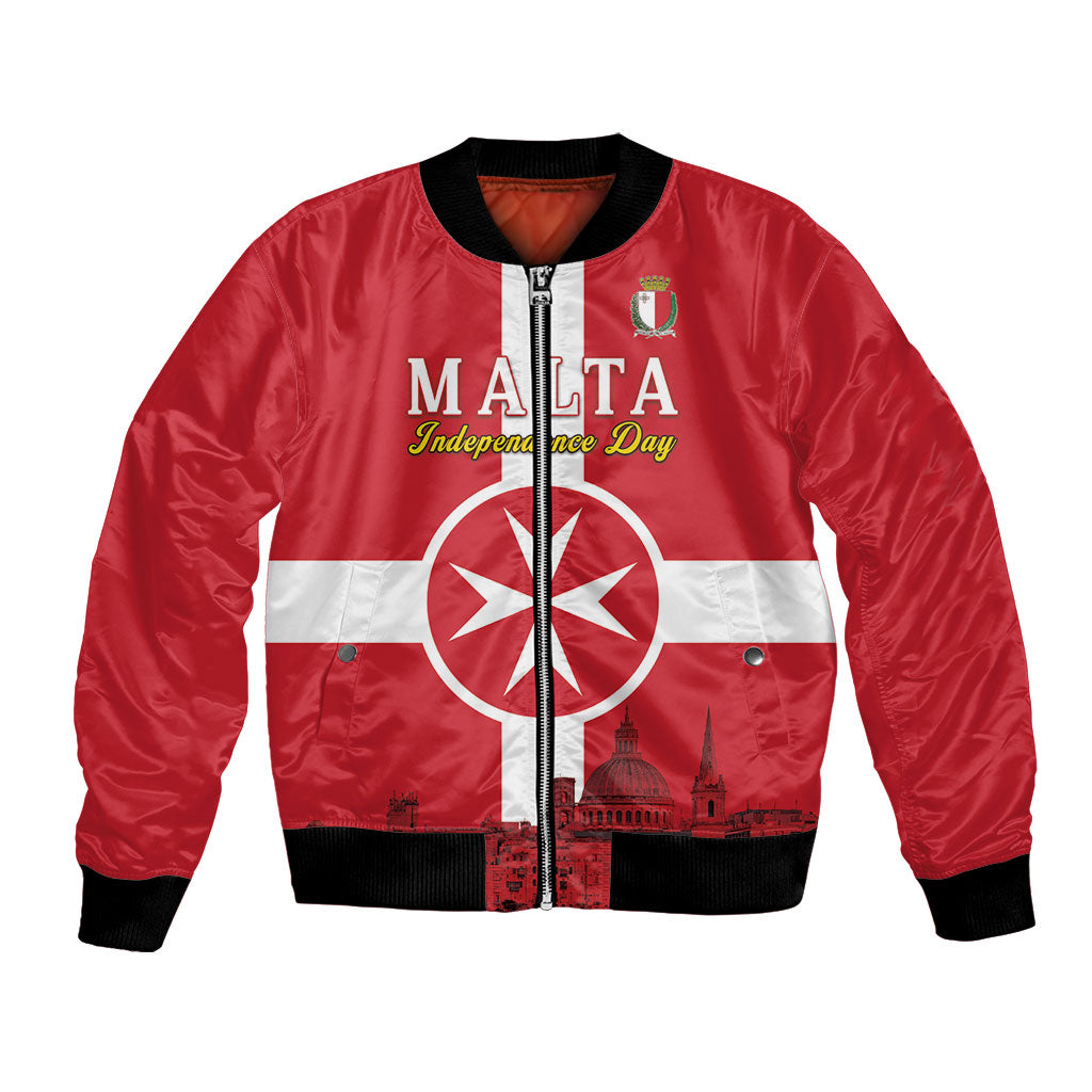 Personalized Malta Independence Day Bomber Jacket Maltese Cross Heritage Pride